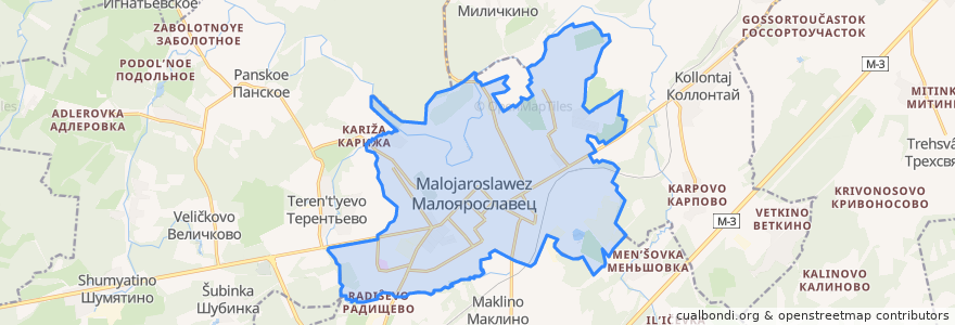 Mapa de ubicacion de городское поселение Малоярославец.