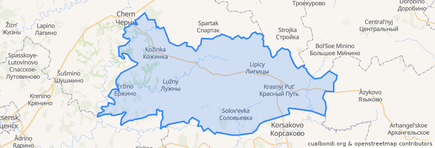 Mapa de ubicacion de Липицкое сельское поселение.