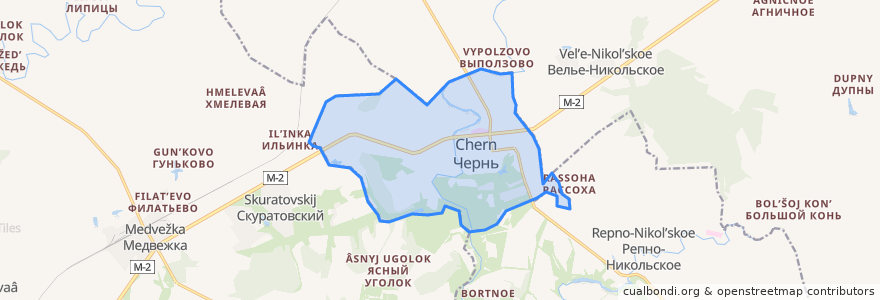 Mapa de ubicacion de городское поселение Чернь.