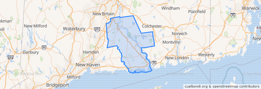 Mapa de ubicacion de Middlesex County.