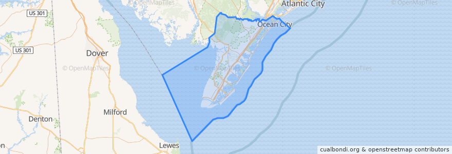 Mapa de ubicacion de Cape May County.