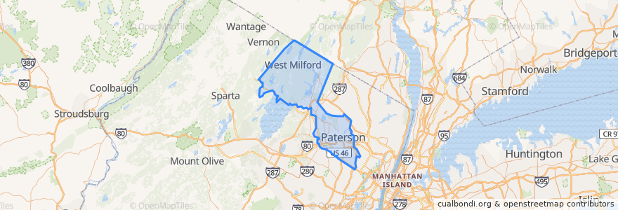 Mapa de ubicacion de Passaic County.