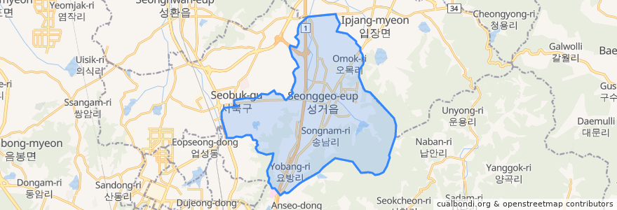 Mapa de ubicacion de 성거읍.