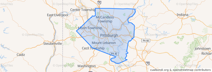 Mapa de ubicacion de Allegheny County.
