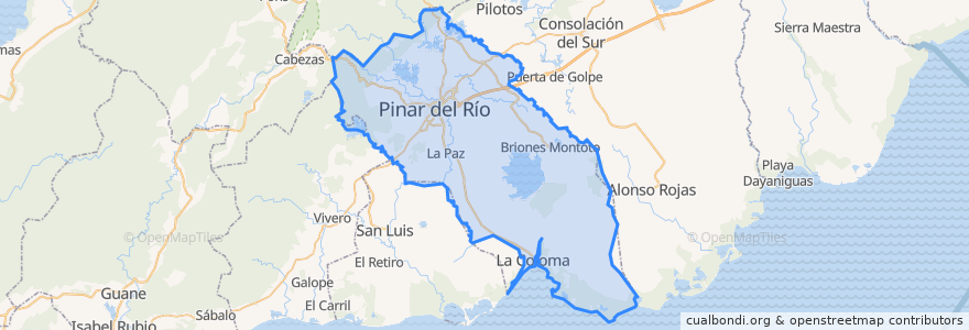 Mapa de ubicacion de Pinar del Río.