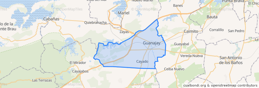 Mapa de ubicacion de Guanajay.