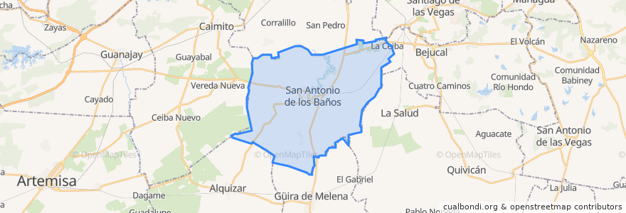 Mapa de ubicacion de San Antonio de los Baños.