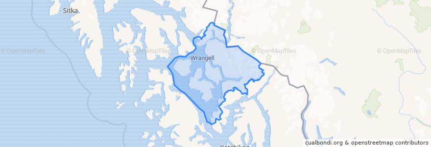 Mapa de ubicacion de Wrangell.