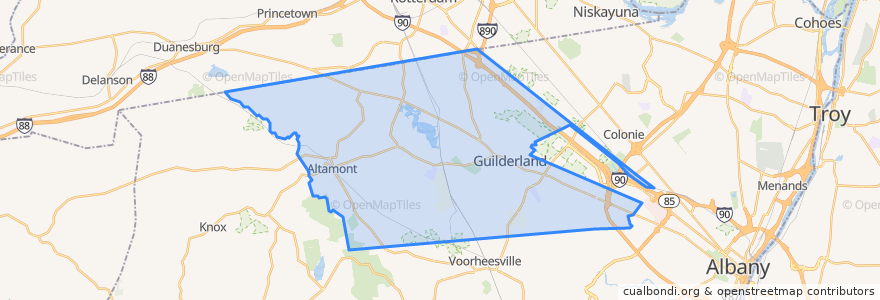 Mapa de ubicacion de Town of Guilderland.