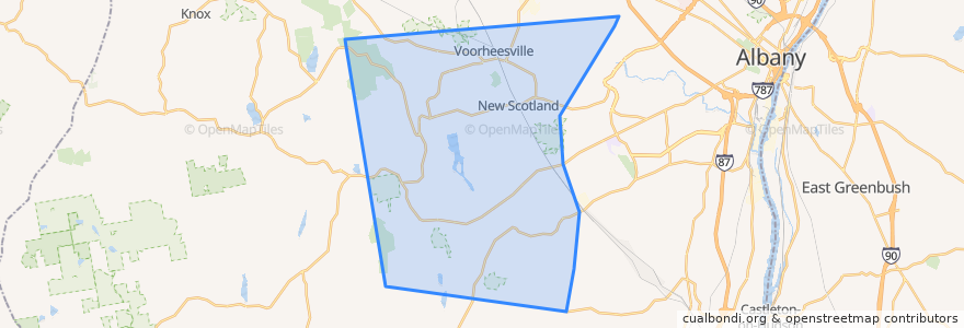 Mapa de ubicacion de Town of New Scotland.