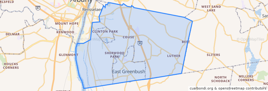 Mapa de ubicacion de Town of East Greenbush.