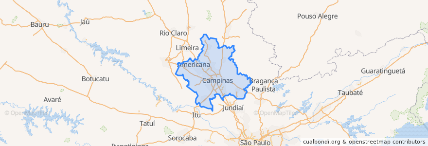 Mapa de ubicacion de Região Metropolitana de Campinas.