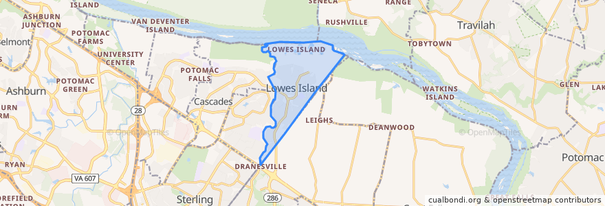Mapa de ubicacion de Lowes Island.