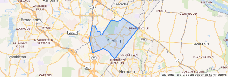 Mapa de ubicacion de Sterling.
