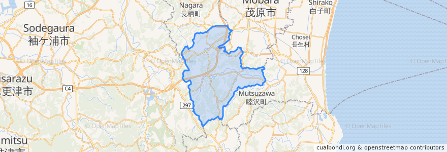 Mapa de ubicacion de 長南町.