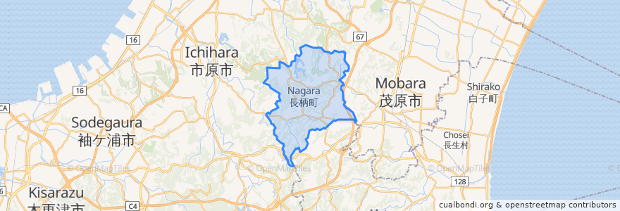 Mapa de ubicacion de 長柄町.