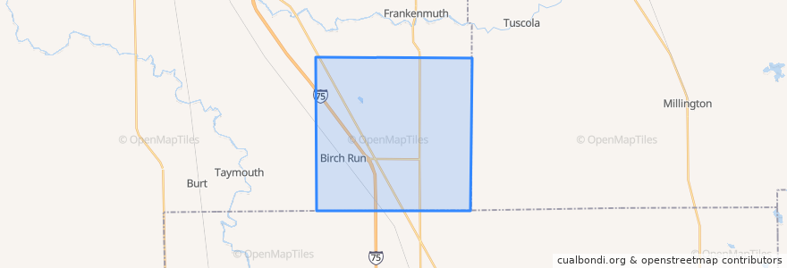 Mapa de ubicacion de Birch Run Township.