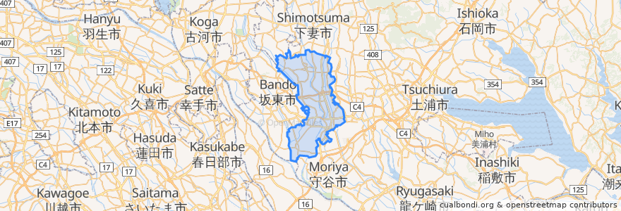 Mapa de ubicacion de 常総市.