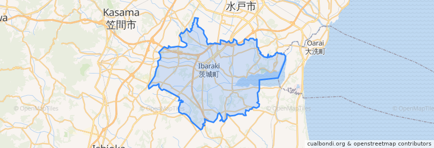 Mapa de ubicacion de 茨城町.