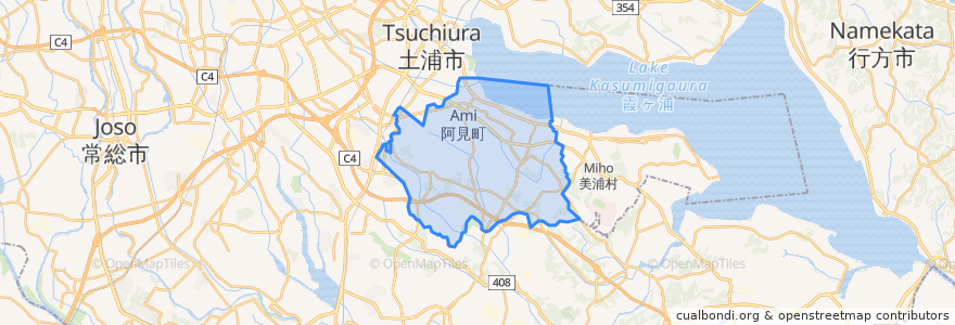 Mapa de ubicacion de 阿見町.