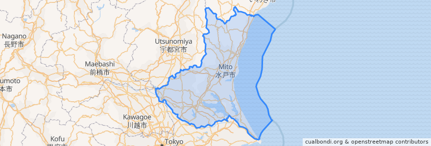 Mapa de ubicacion de 茨城県.