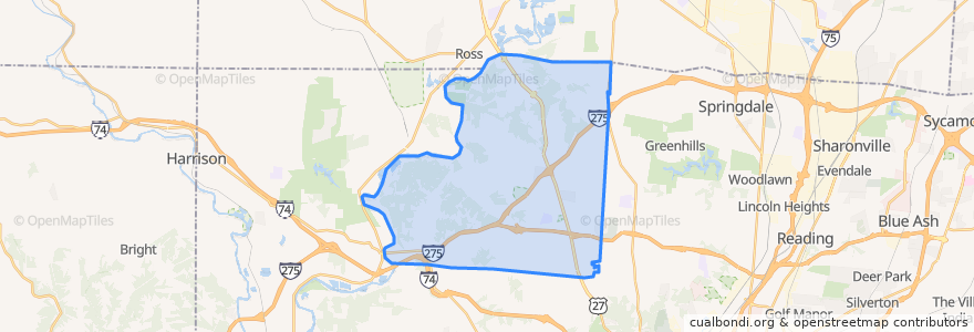 Mapa de ubicacion de Colerain Township.