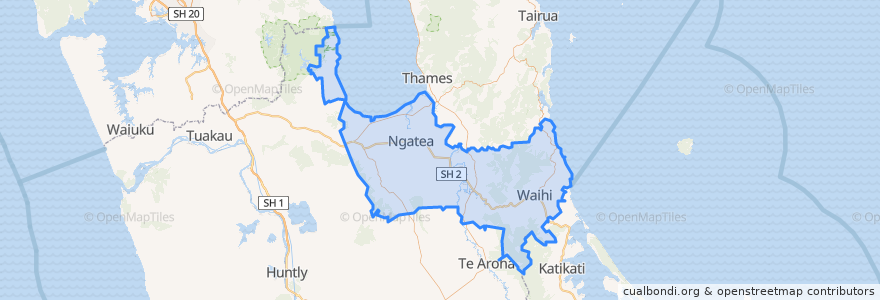 Mapa de ubicacion de Hauraki District.