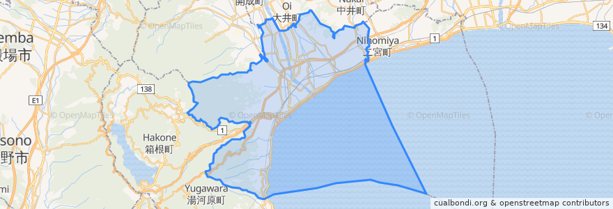 Mapa de ubicacion de 小田原市.