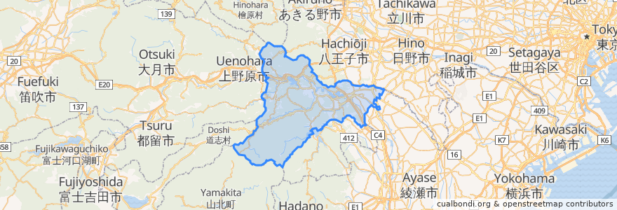 Mapa de ubicacion de 緑区.