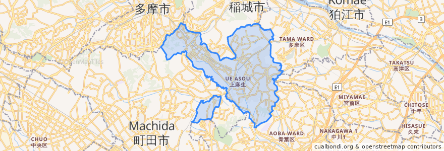 Mapa de ubicacion de 麻生区.