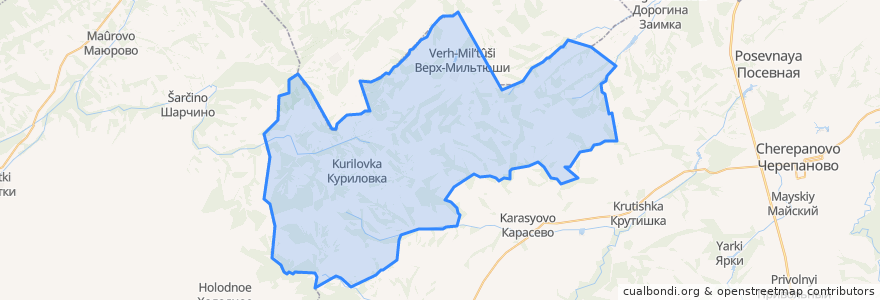 Mapa de ubicacion de Верх-Мильтюшинский сельсовет.