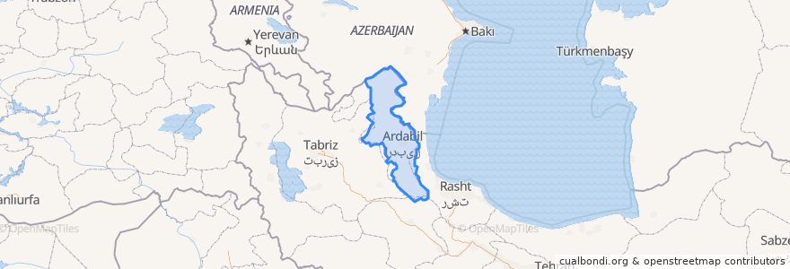 Mapa de ubicacion de Provincia di Ardabil.