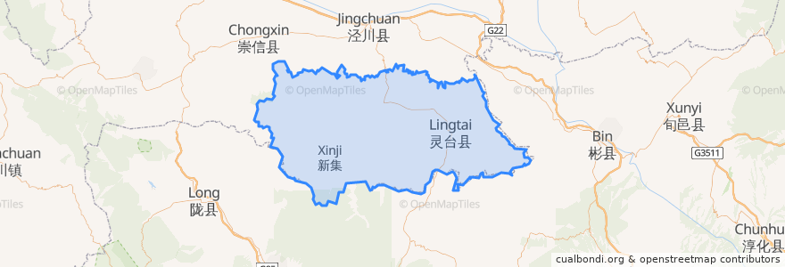 Mapa de ubicacion de 灵台县.