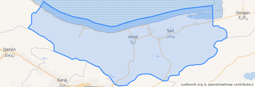 Mapa de ubicacion de استان مازندران.