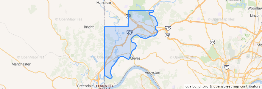 Mapa de ubicacion de Whitewater Township.
