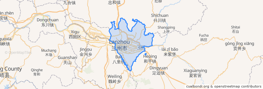 Mapa de ubicacion de 城关区.