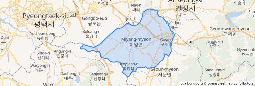 Mapa de ubicacion de Miyang-myeon.