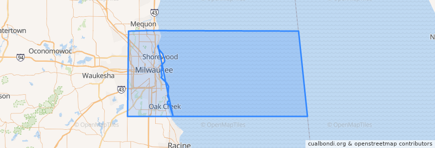 Mapa de ubicacion de Milwaukee County.