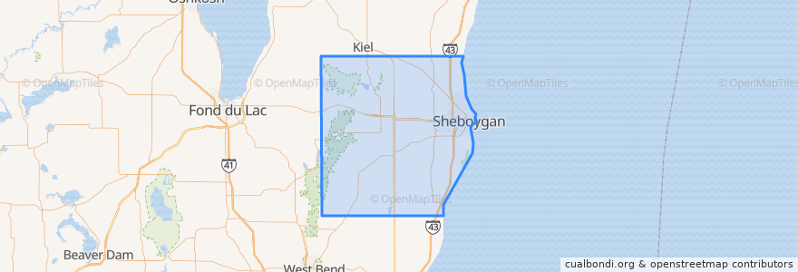Mapa de ubicacion de Sheboygan County.