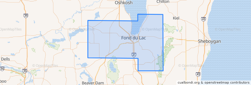 Mapa de ubicacion de Fond du Lac County.