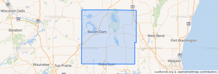 Mapa de ubicacion de Dodge County.