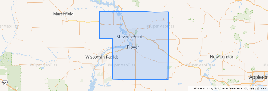 Mapa de ubicacion de Portage County.
