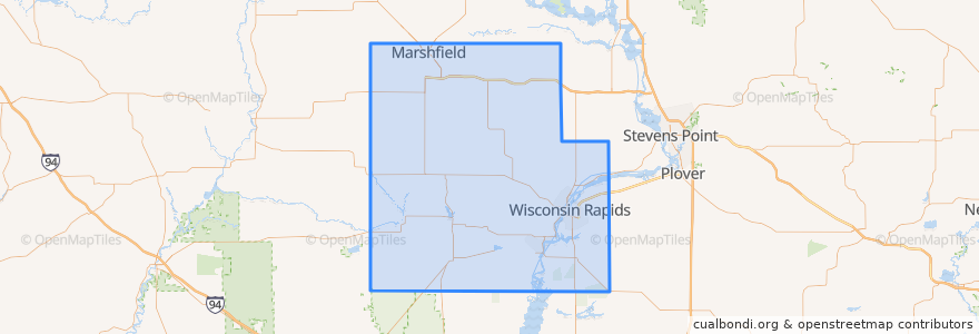 Mapa de ubicacion de Wood County.