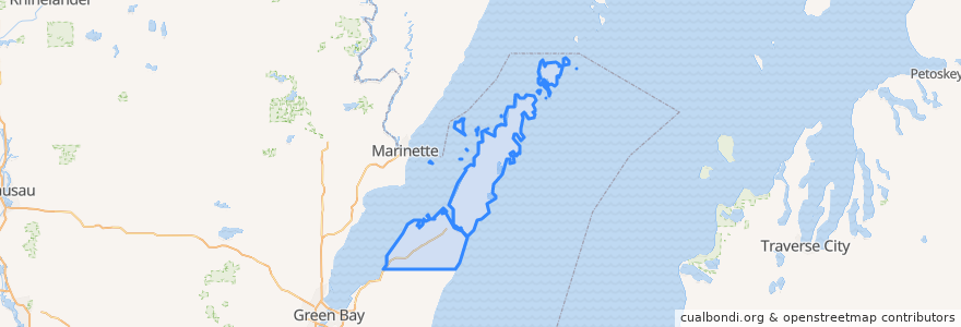 Mapa de ubicacion de Door County.