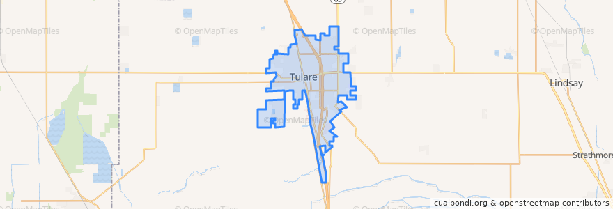 Mapa de ubicacion de Tulare.