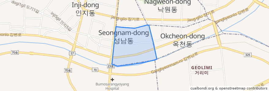 Mapa de ubicacion de 성남동.