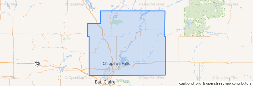 Mapa de ubicacion de Chippewa County.