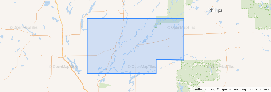 Mapa de ubicacion de Rusk County.