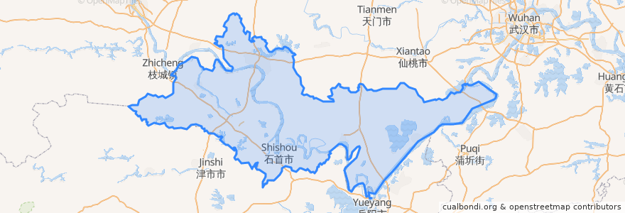 Mapa de ubicacion de Jingzhou.