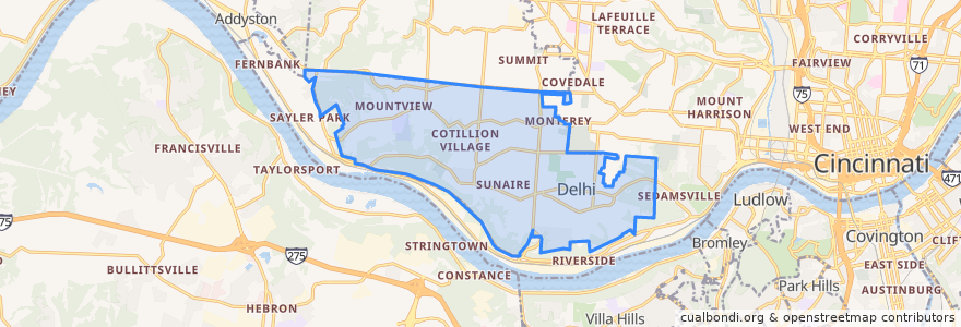 Mapa de ubicacion de Municipio de Delhi.